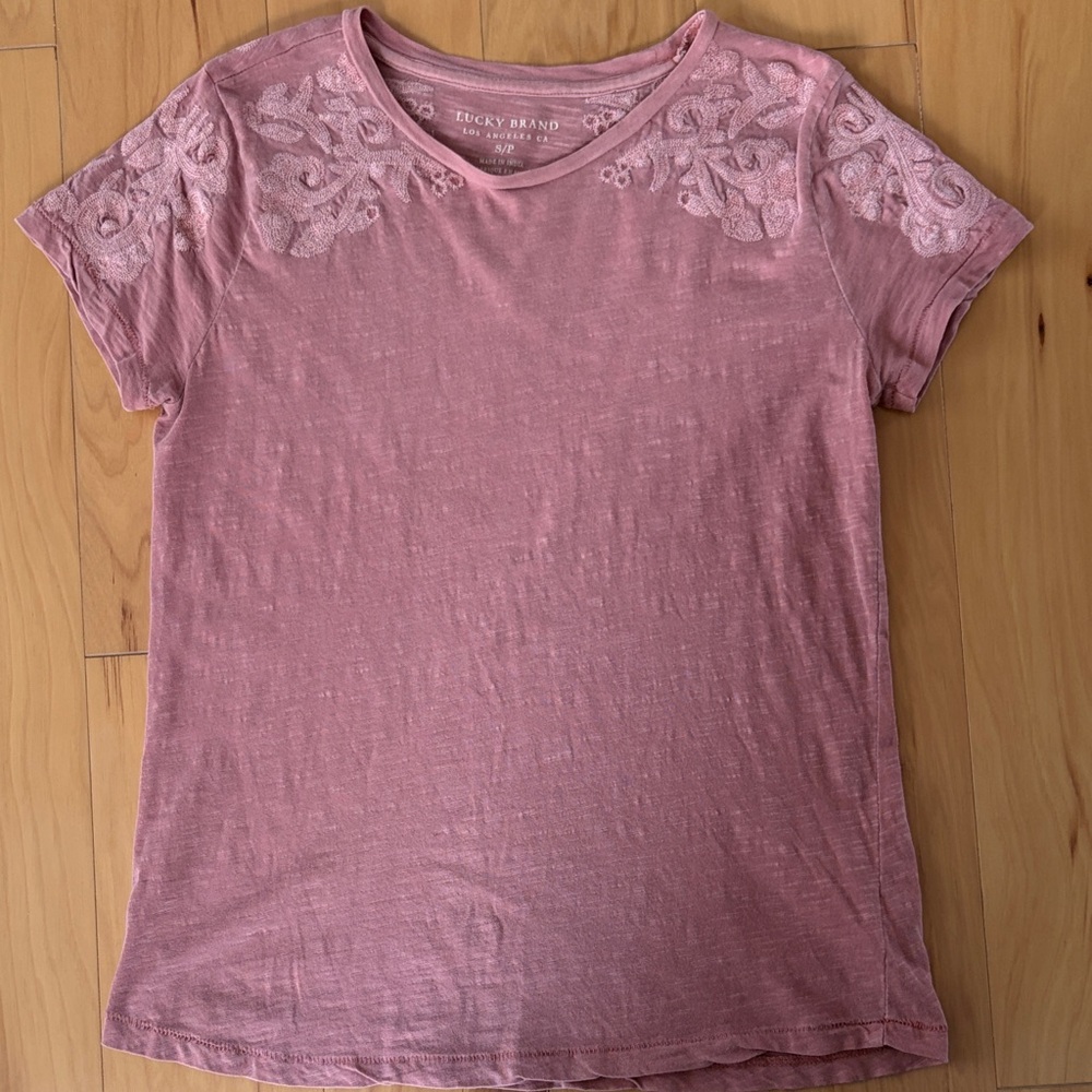 Lucky Brand Mauve Short Sleeve Tee